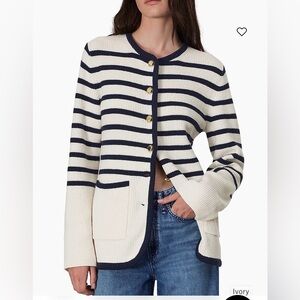 Rag and Bone white/ navy stripe Nancy cardigan size: Small NWT